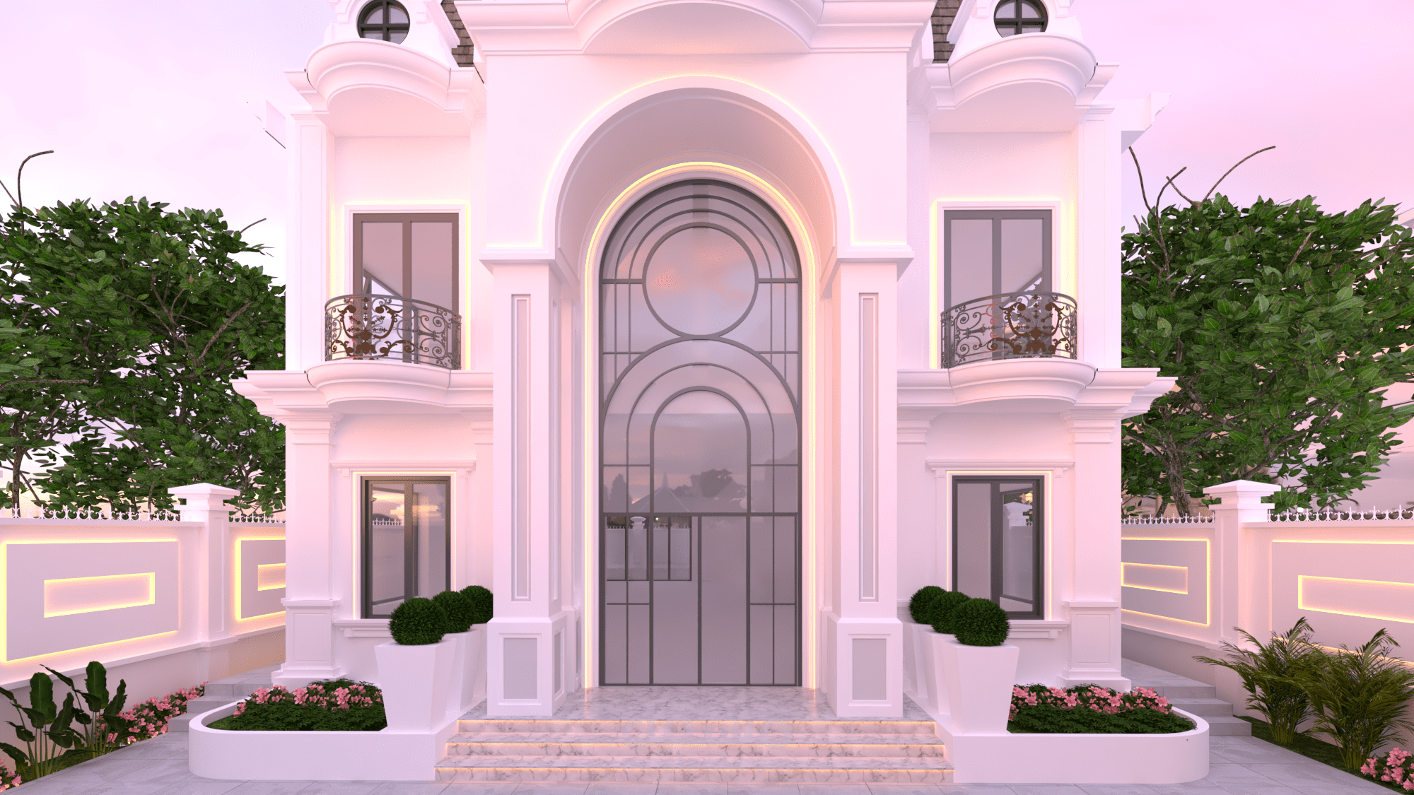 تصميم ديكورات داخليه وخارجية لفيلا نيو كلاسيك