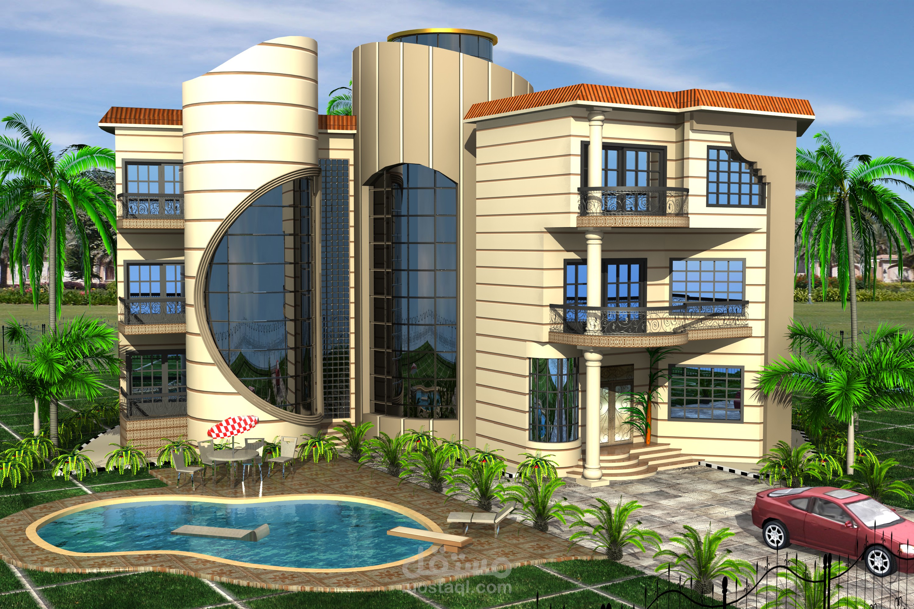 فيلا بحمام السباحه