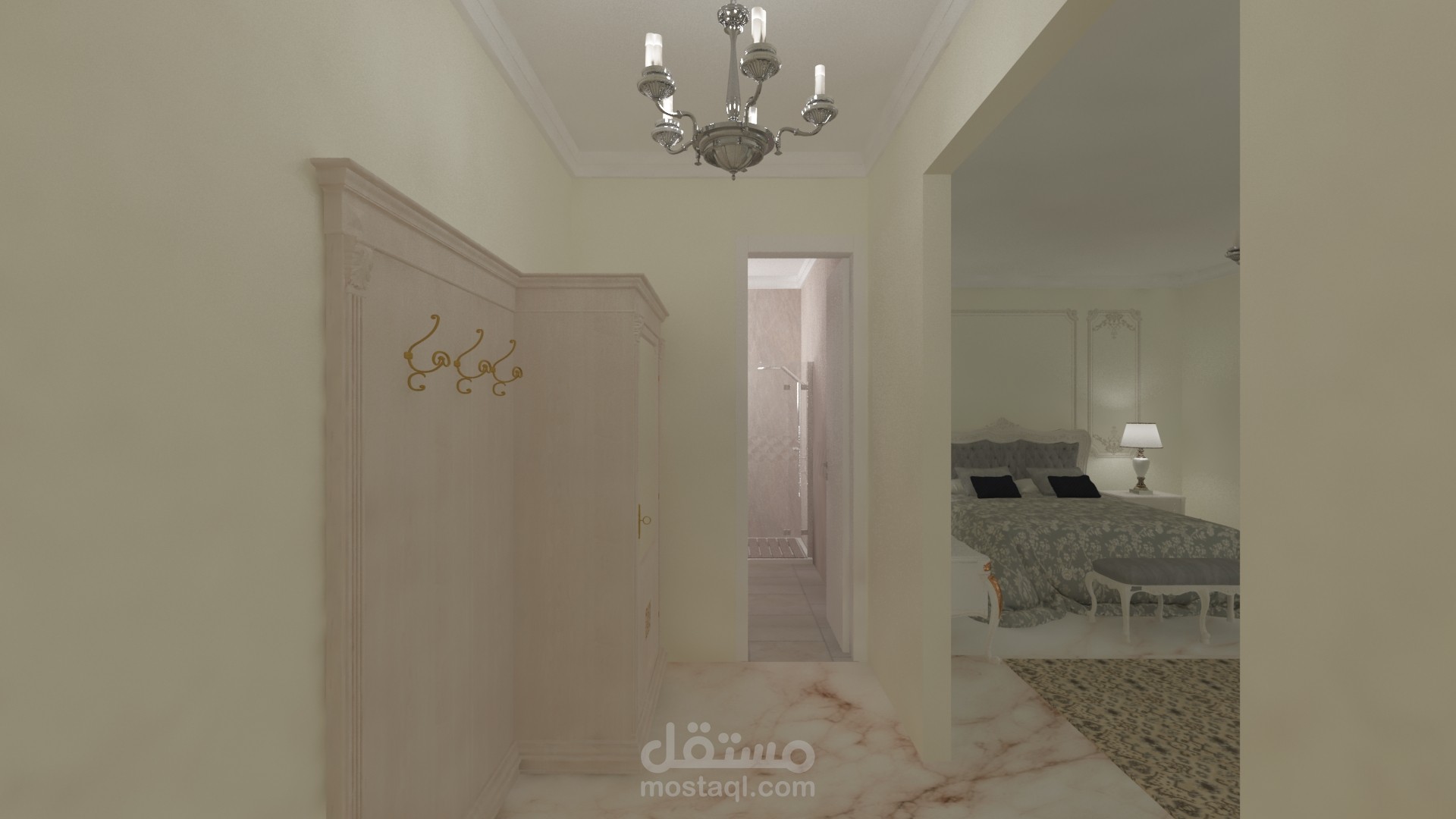 تصميم غرفة نوم بحمام