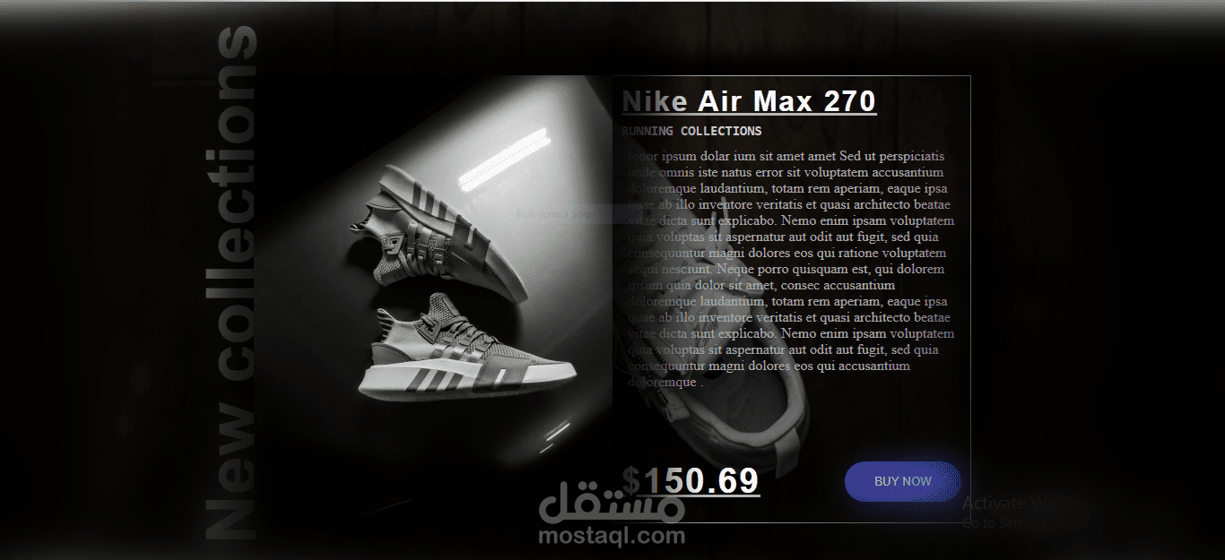 shoes website interface