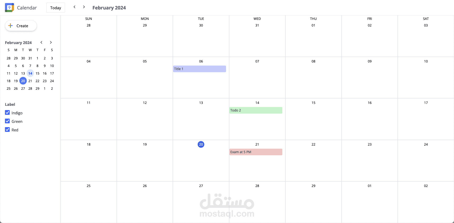 Google Calendar Clone