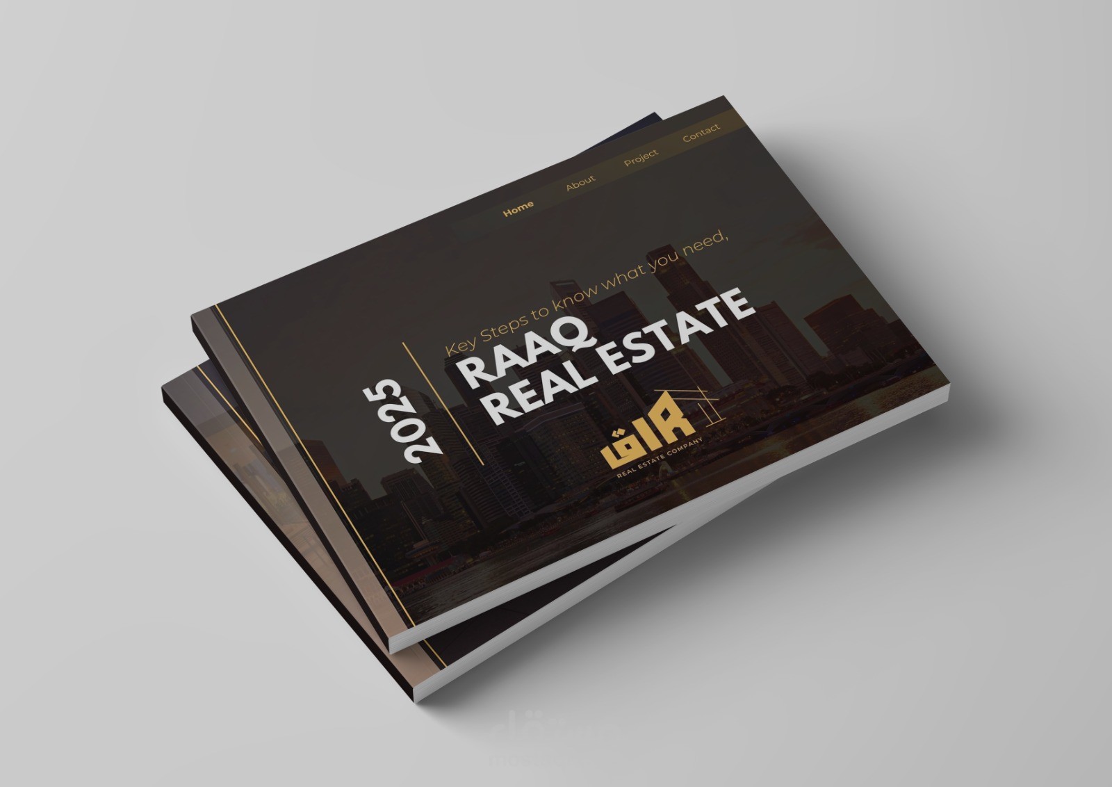 تصميم بروفايل لمكتب عقارات مع تصميم الشعار الخاص بالمكتب .. باسم   " راق "