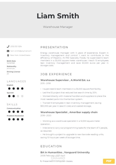 سيرة ذاتية احترافية | Professional Resume "C.V." Curriculum Vitae