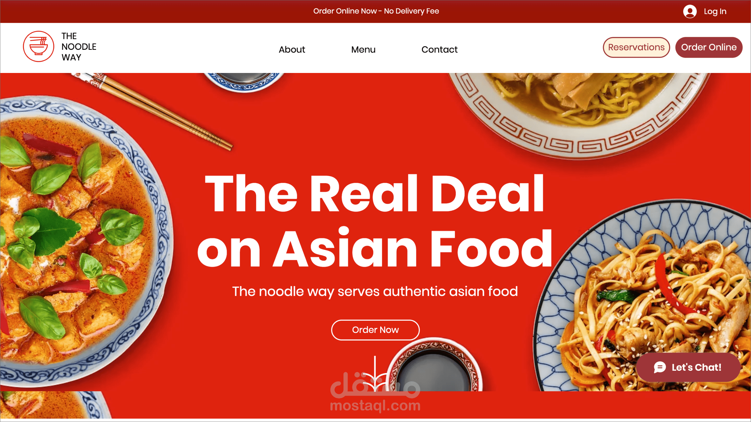 تصميم وبرمجة ونشر موقع وتطبيق لمطعم اسيوي The Noodle Way