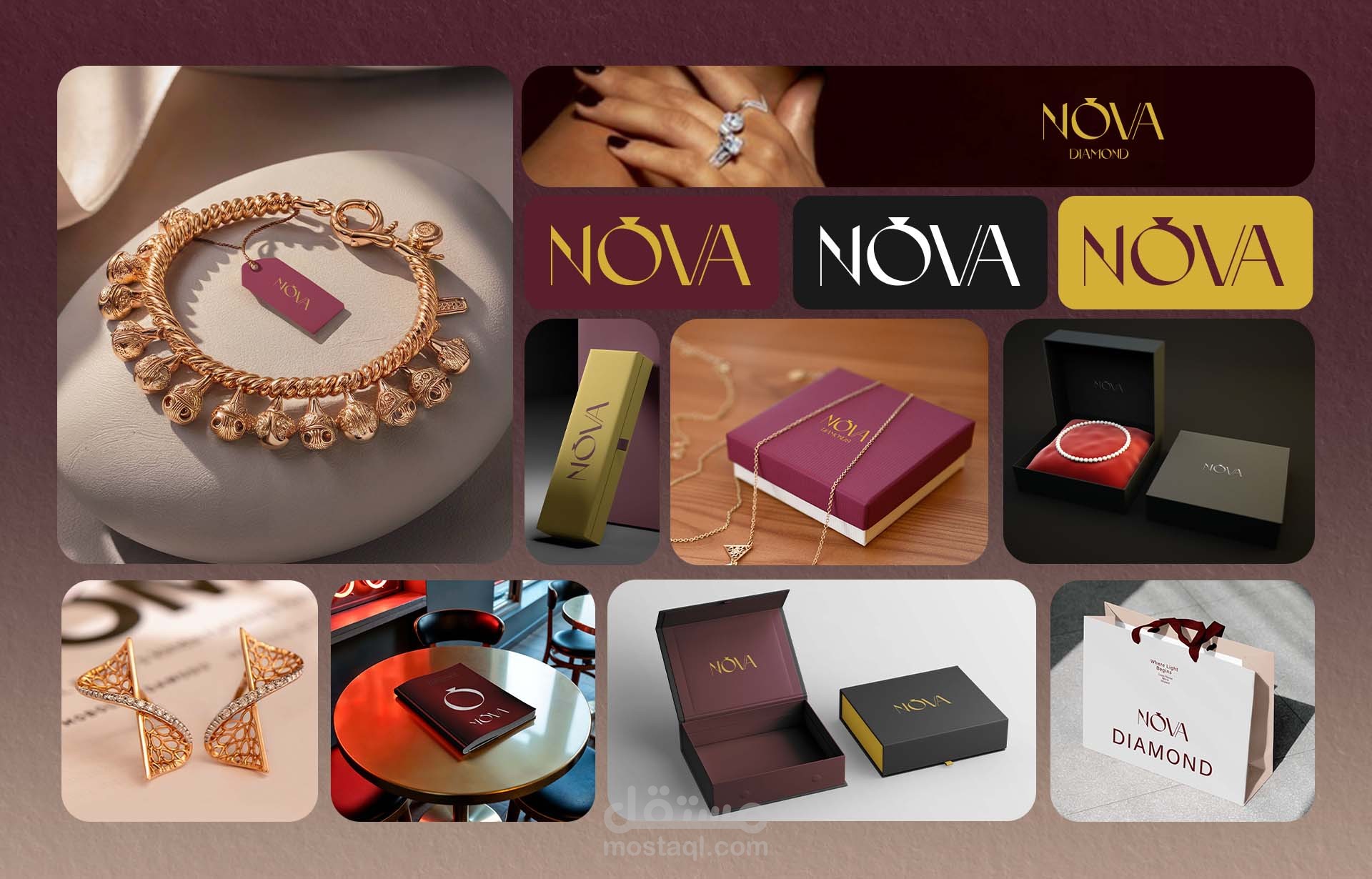 Nova Diamonds – هوية بصرية لمجوهرات فاخرة | Luxury Jewelry Brand Identity