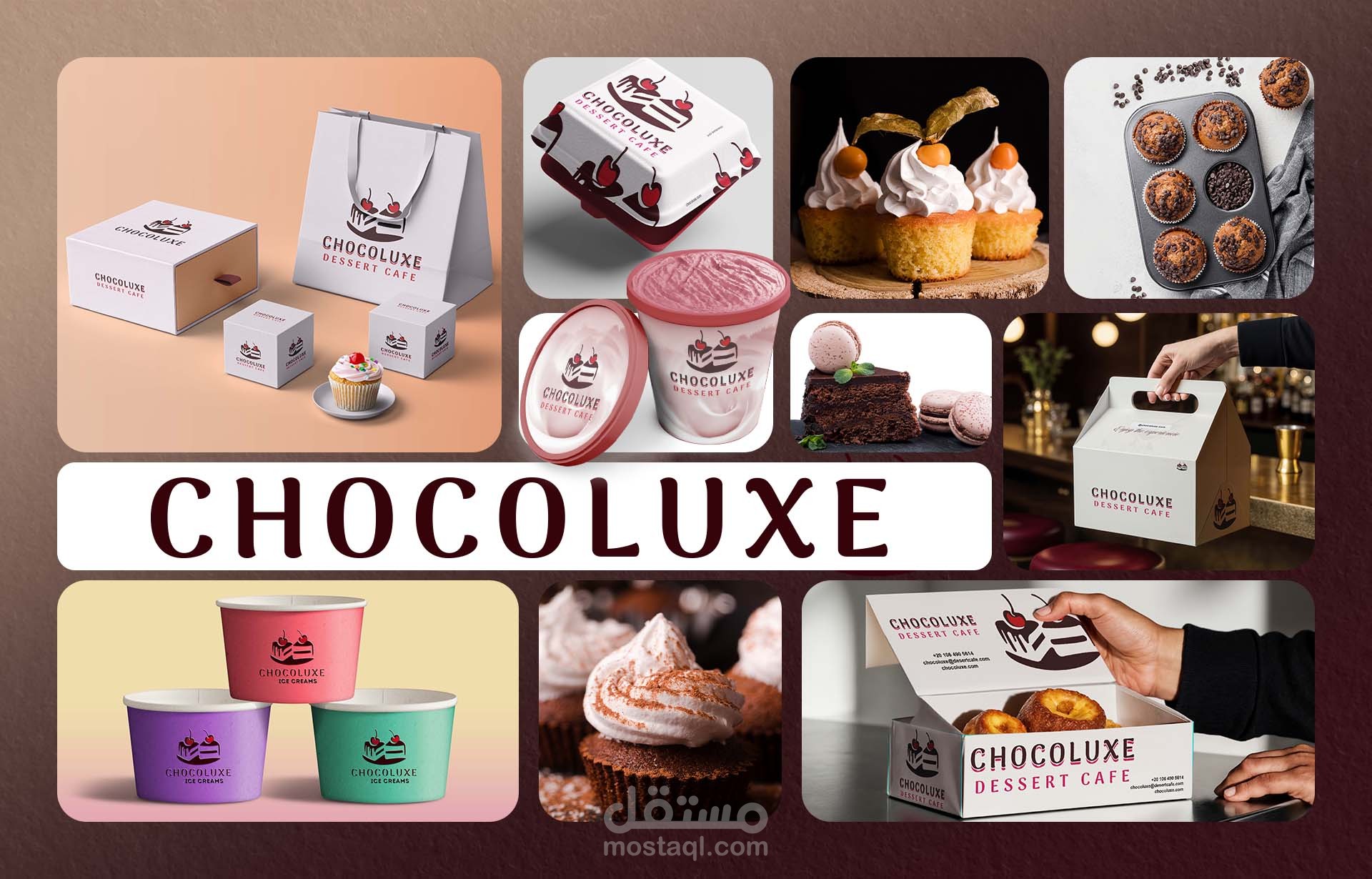 Chocoluxe – تجربة هوية بصرية لمقهى حلويات فاخر | Luxury Dessert Café Identity