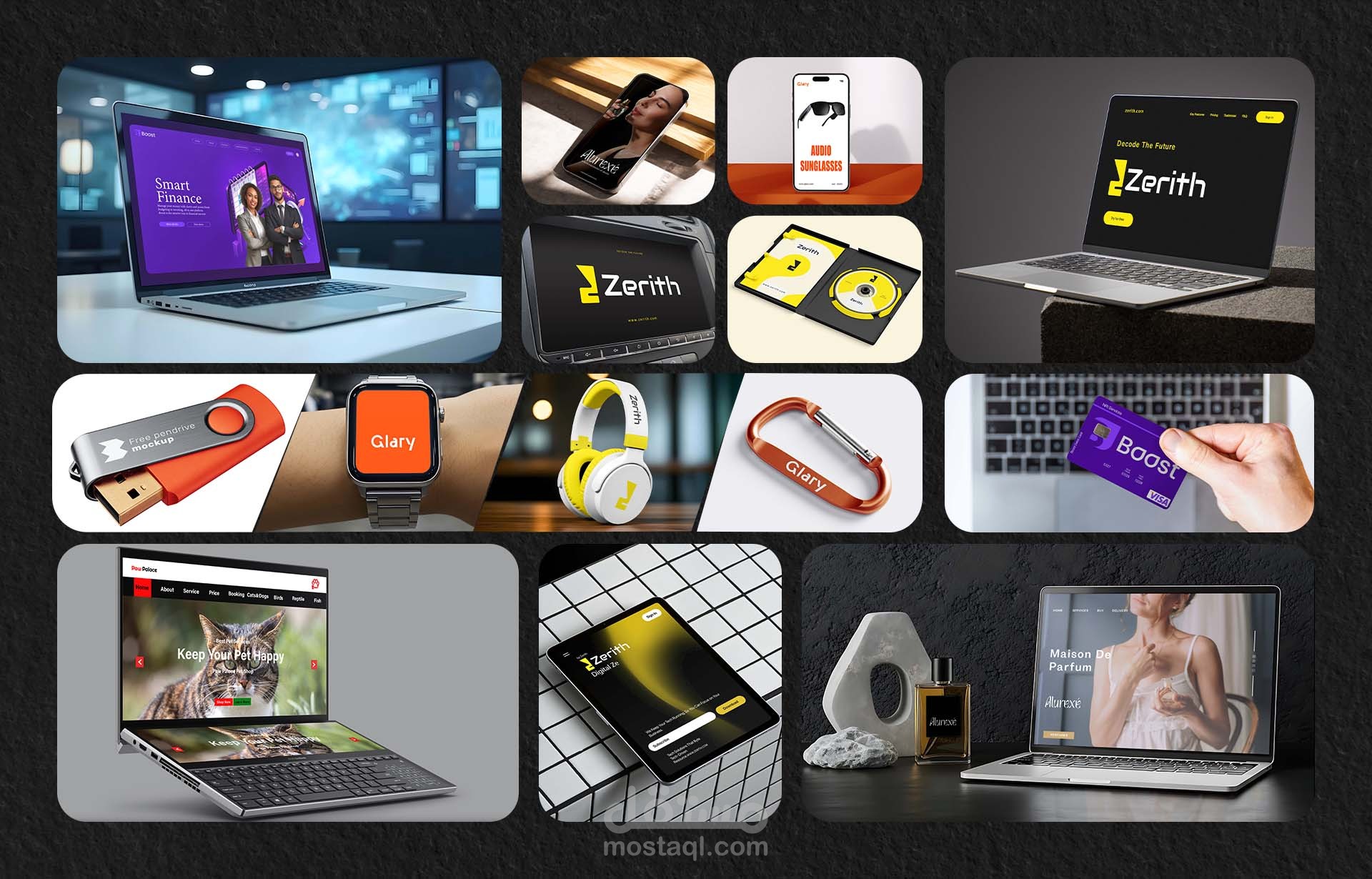 Tech Accessories Branding – تصميمات إكسسوارات وأجهزة إلكترونية