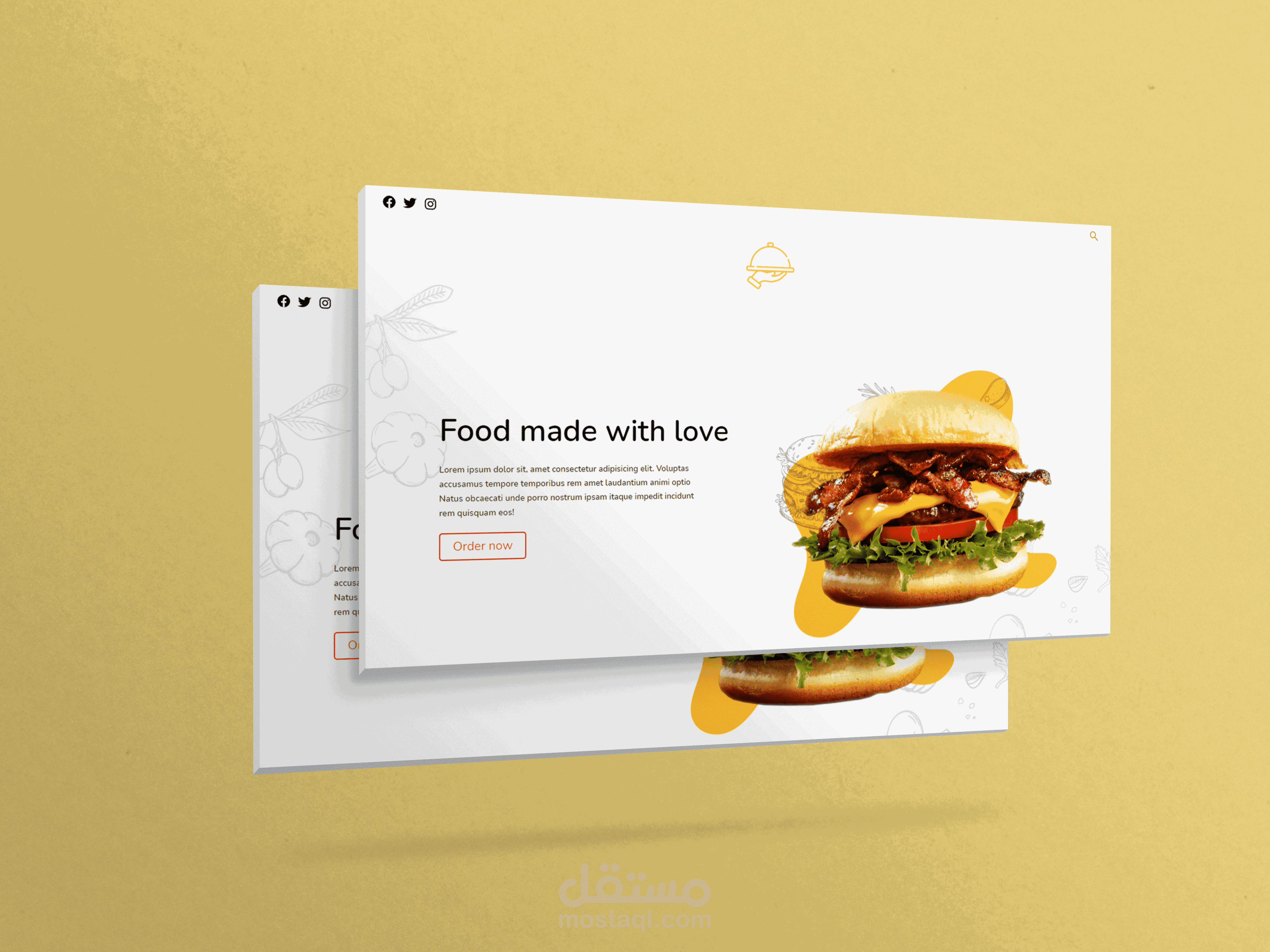 تصميم صفحة مقصودة (Landing Page) لمطعم.