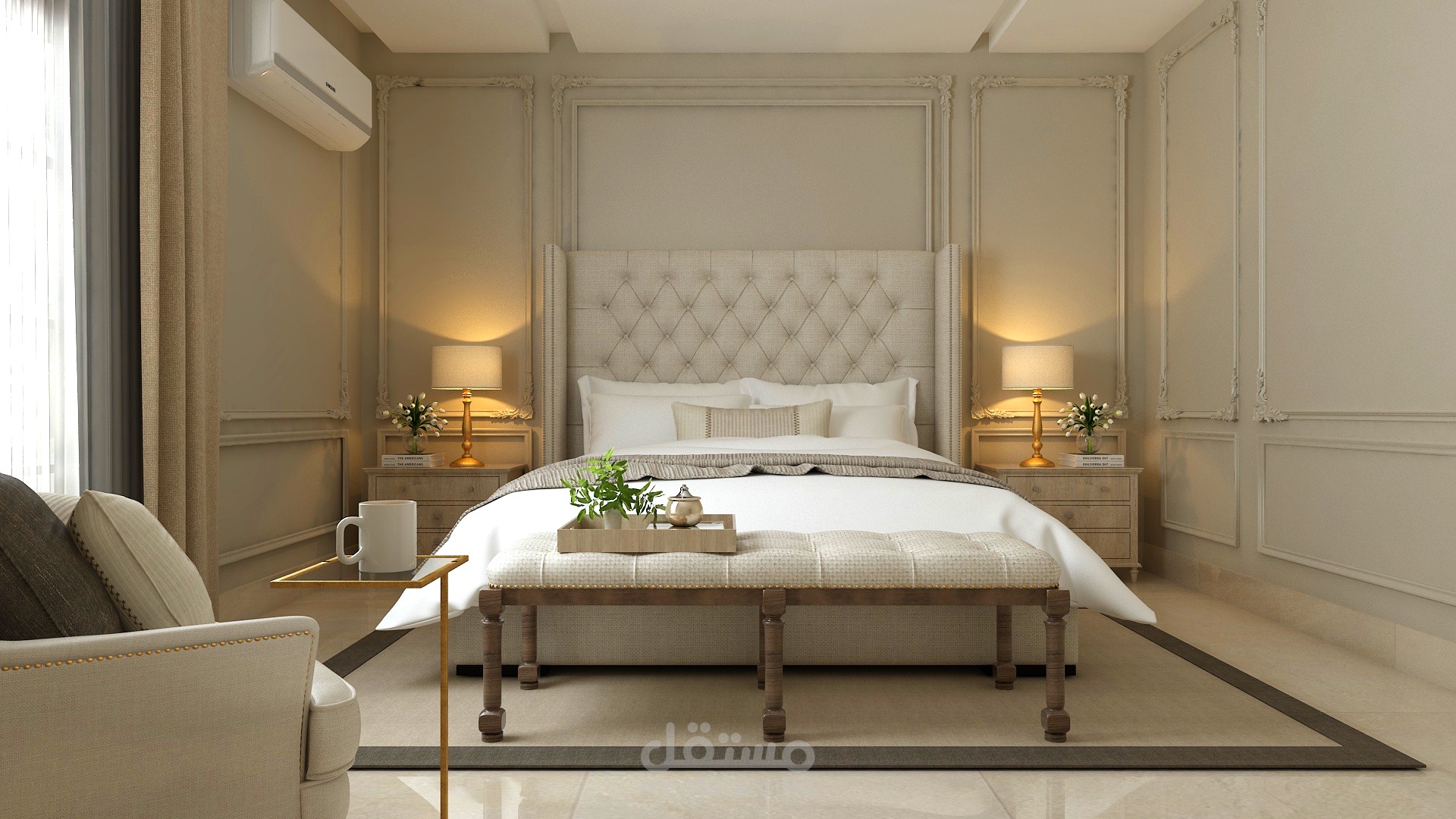 تصميم داخلي طراز ريفي حديث