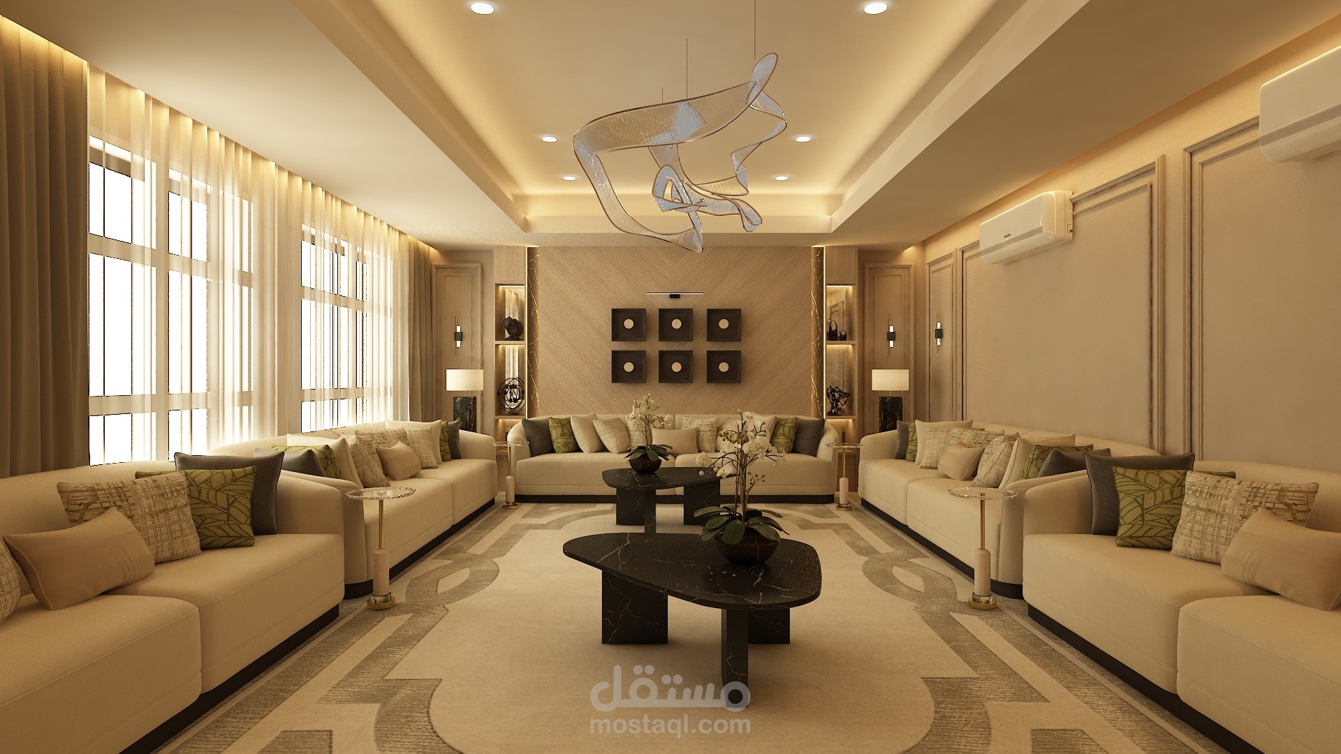 تصميم داخلي بطراز مودرن + اثاث