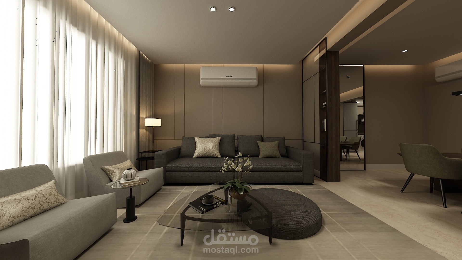 تصميم داخلي شقة سكنية بطراز مودرن