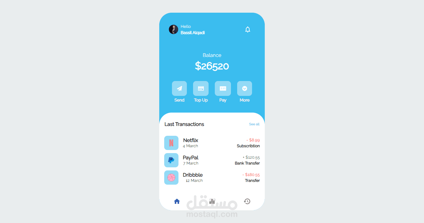 Online Wallet using Reactjs