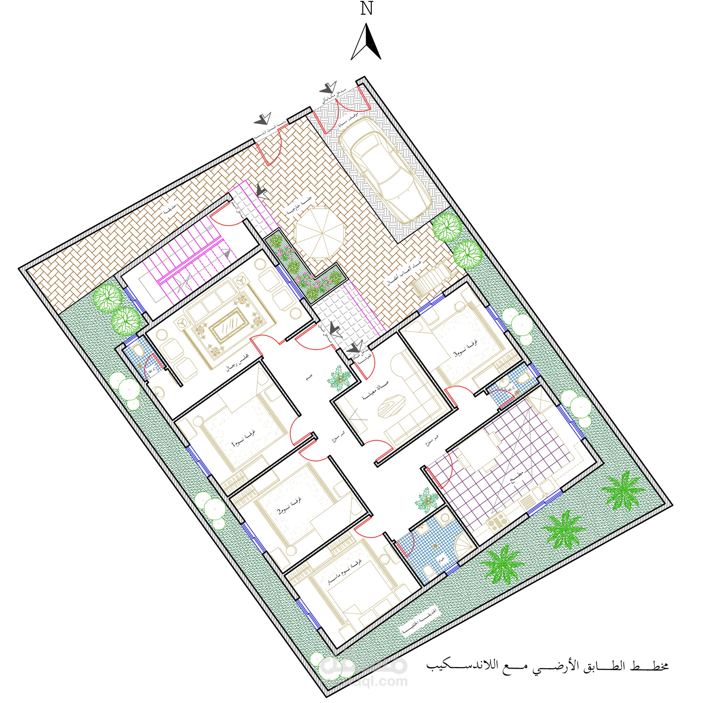 تصميم مخطط معماري لمنزل - إب اليمن
