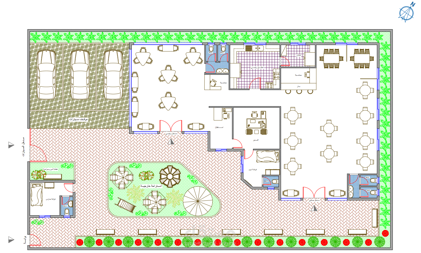 تصميم مخطط معماري ولاندسكيب لاستراحة