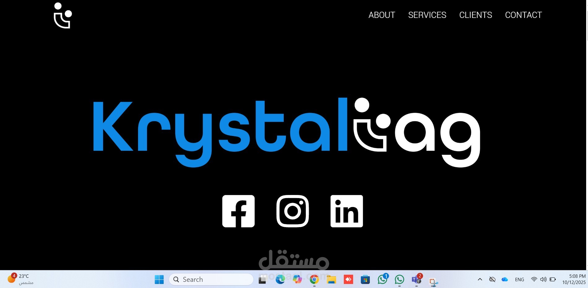 تطوير الموقع الرسمي لشركة KrystalTag – منصة خدمات برمجية واستضافة احترافية