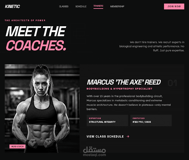 Fitness hub landing page