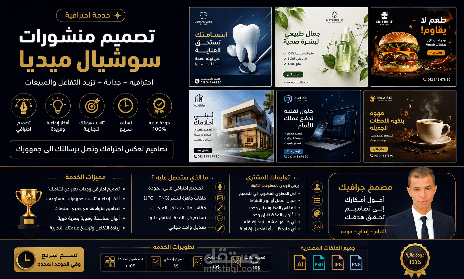 سأصمم منشورات سوشيال ميديا احترافية للشركات والعيادات والمتاجر