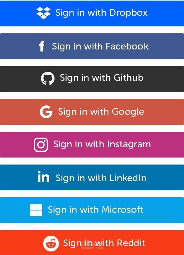 اضافة ازرار التسجيل وانشاء الحساب باستخدام جوجل, فيسبوك , لينكدان ,جيتهاب, مايكروسوفت....