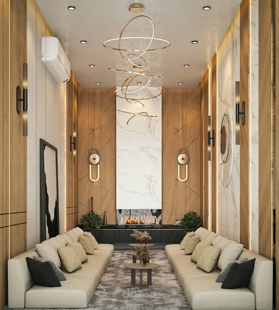 فيلا في الرياض مؤلفة من دورين وملحق مجلس رجال.. تصميم مودرن ديكور داخلي معاصر