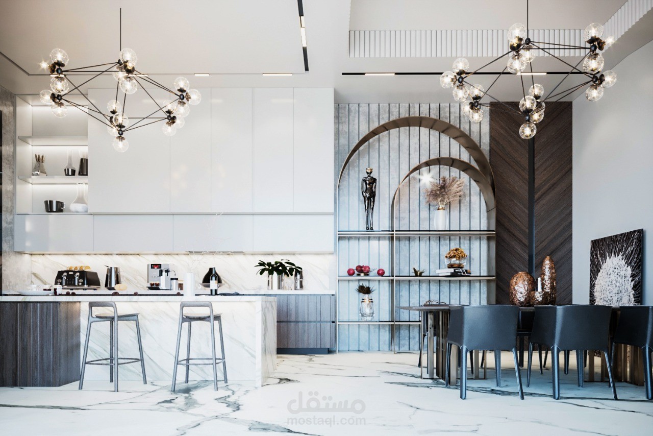 تصميم منطقه طعام ومنطقه بار