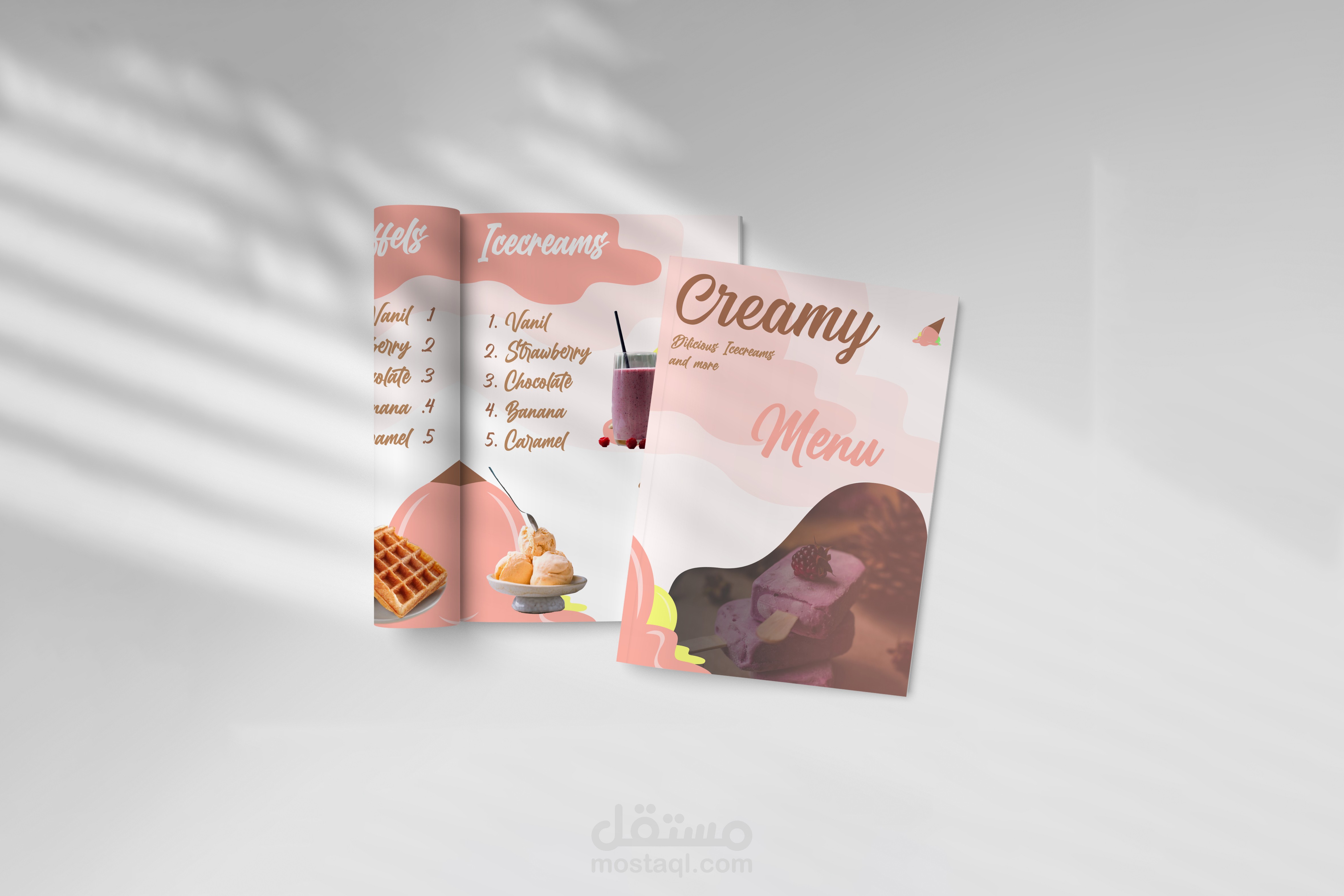 تصميم هوية بصرية كاملة Full identity - Brand لمشروع مثلجات وحلويات Ice cream