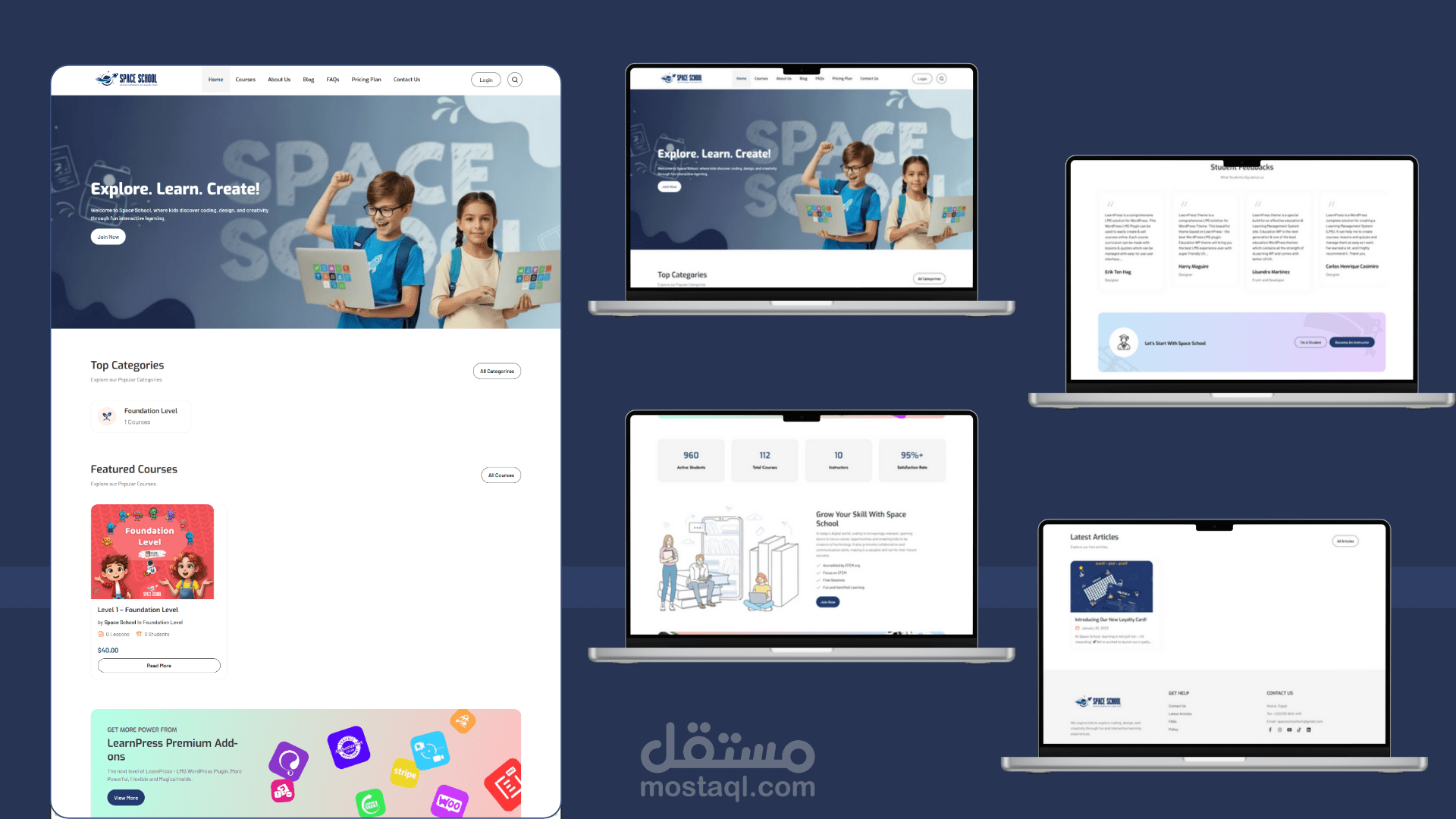 تطوير منصة Space School التعليمية باستخدام WordPress