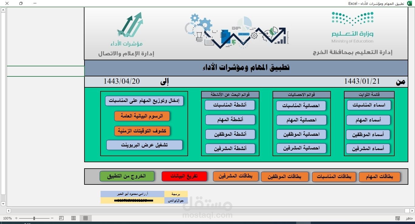 تطبيق لتقييم انجاز المهام ومؤشرات الأداء