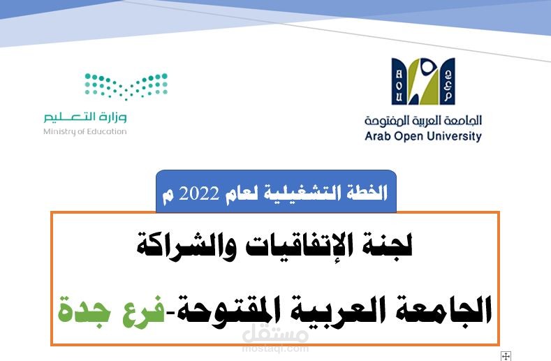 خطة تشغيلية للجنة الاتفاقيات والشراكة لأحد الجامعات الخاصة