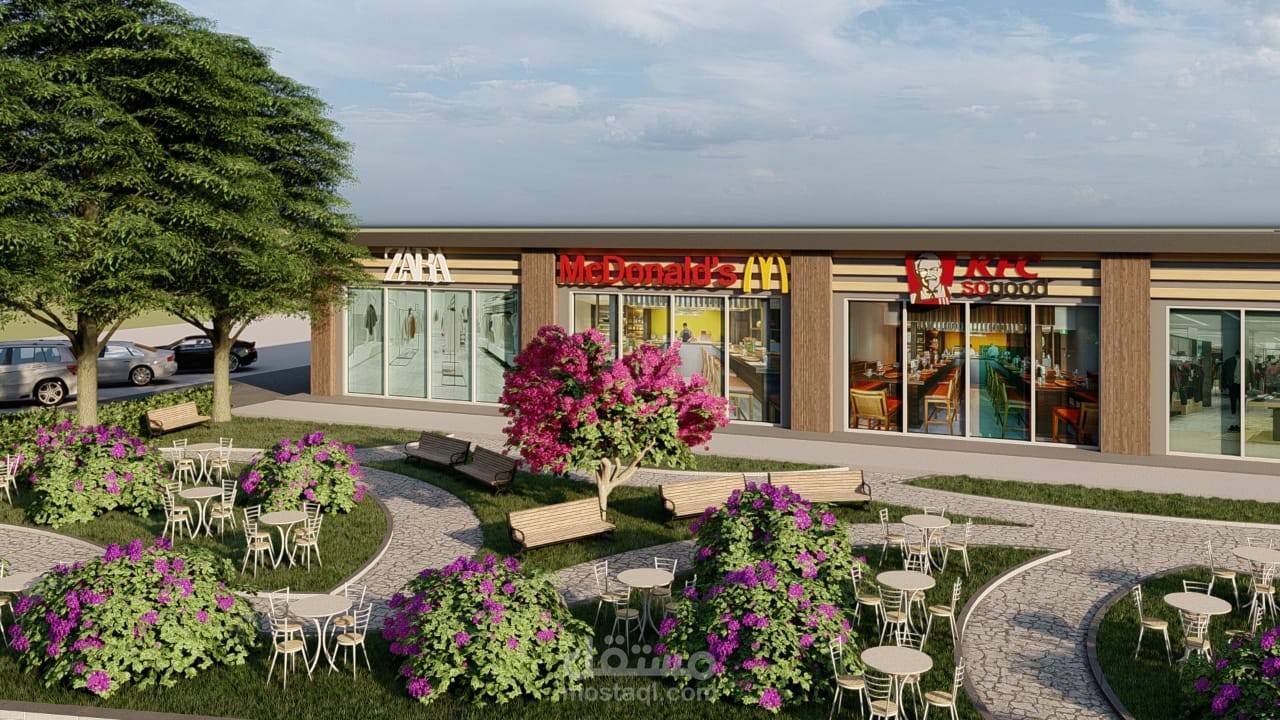 Exterior design for shops and landscape