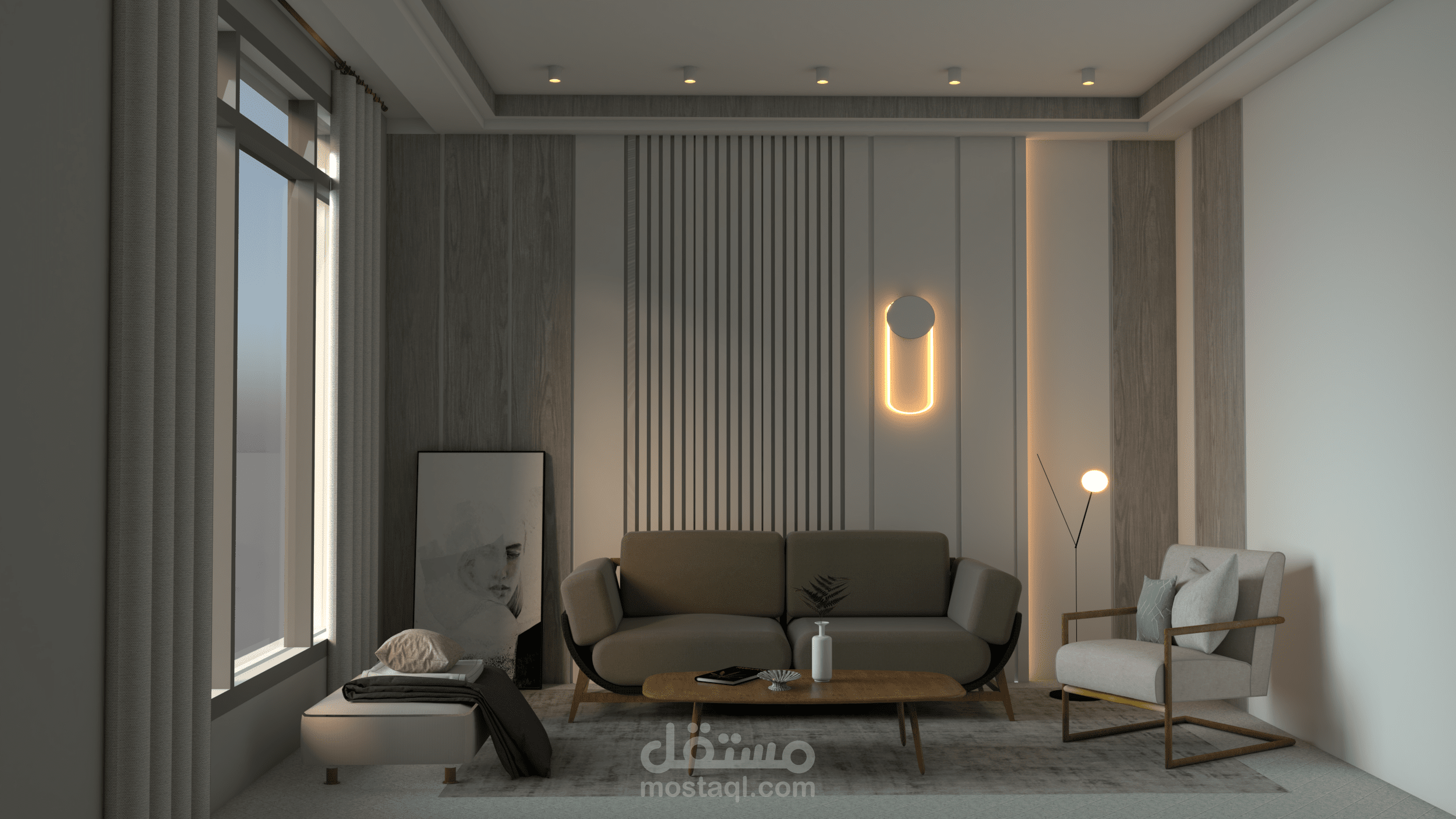 تصميم داخلي لغرفة معيشة