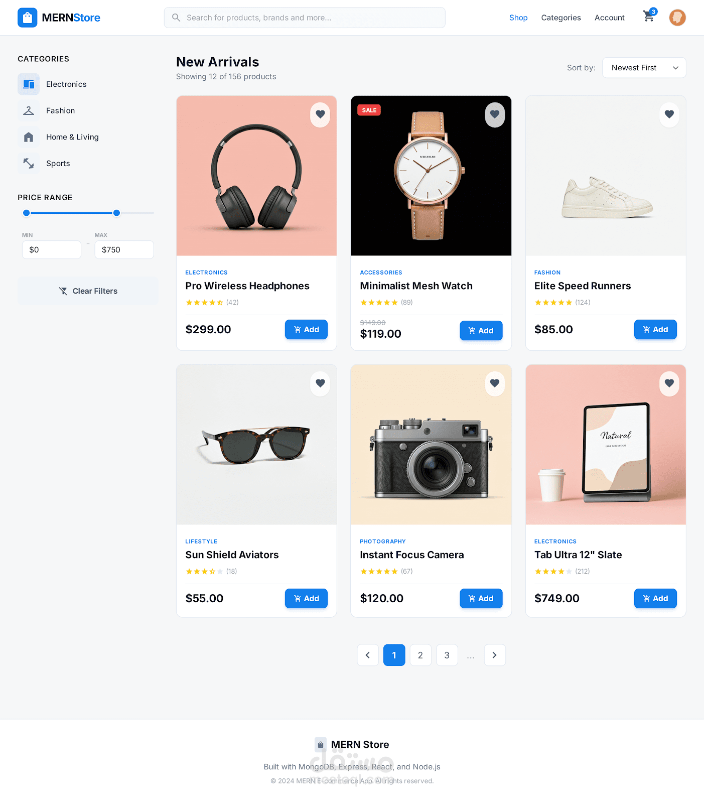 منصة تجارة إلكترونية متكاملة (MERN Stack) مع لوحة تحكم وإدارة مدفوعات