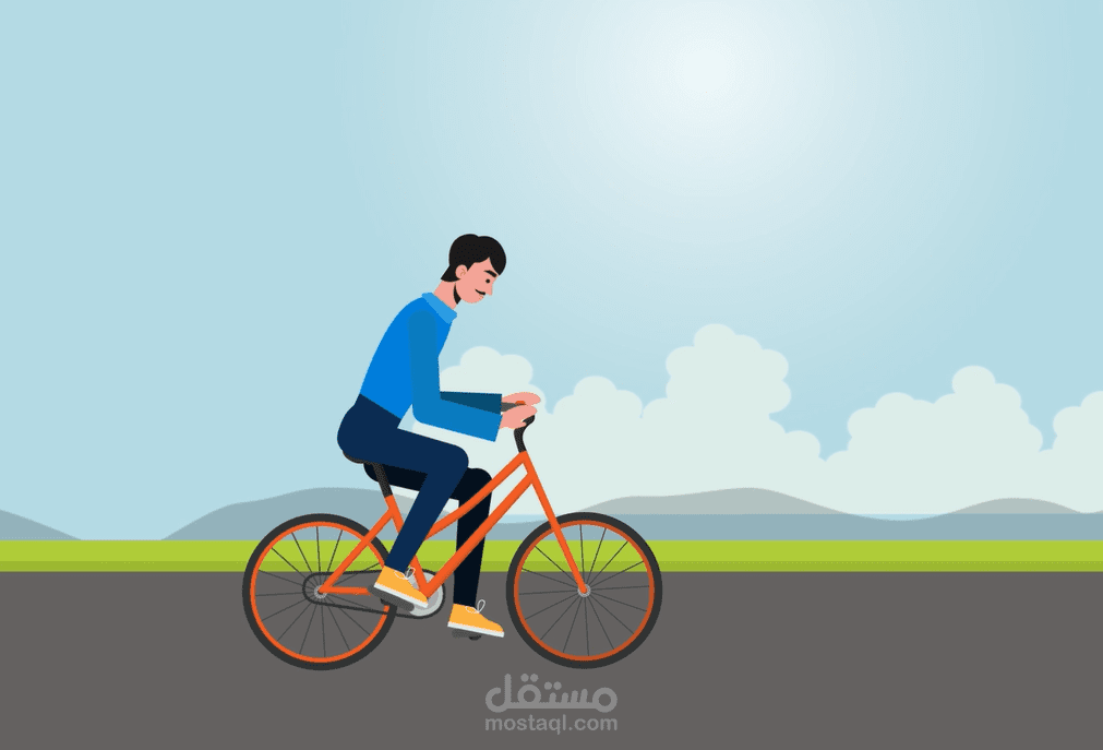فيديو تحريكي قصير لرجل يقود دراجة صباحًا