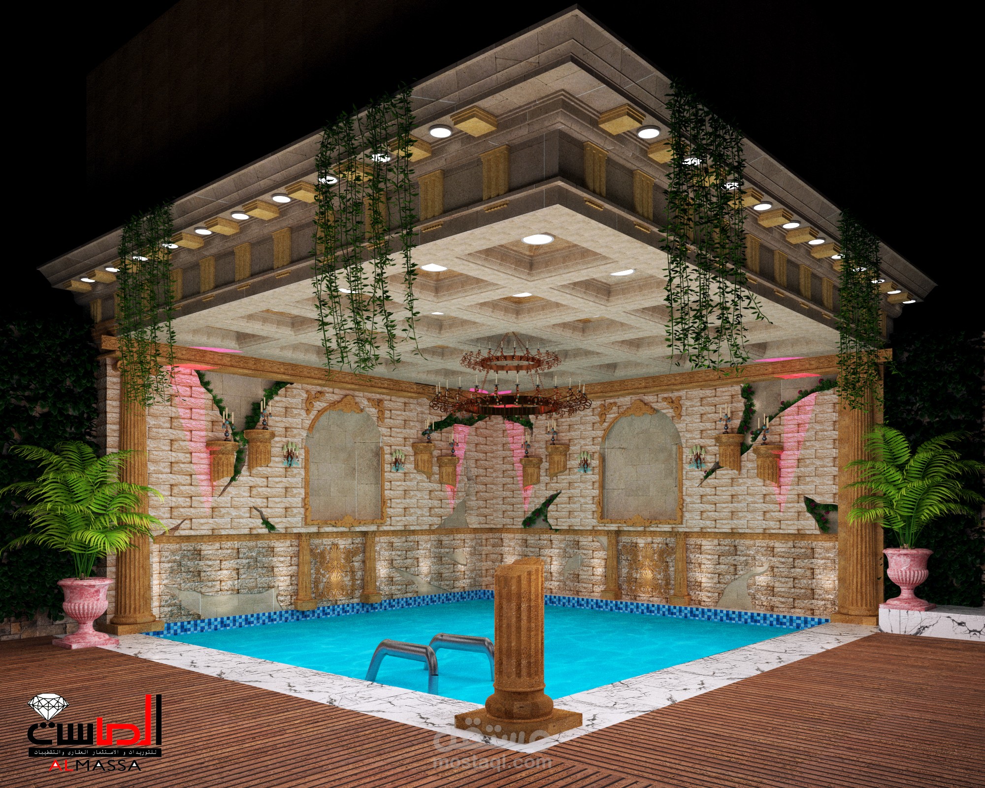 تصميم جاكوزي على الطراز الروماني المُحطّم