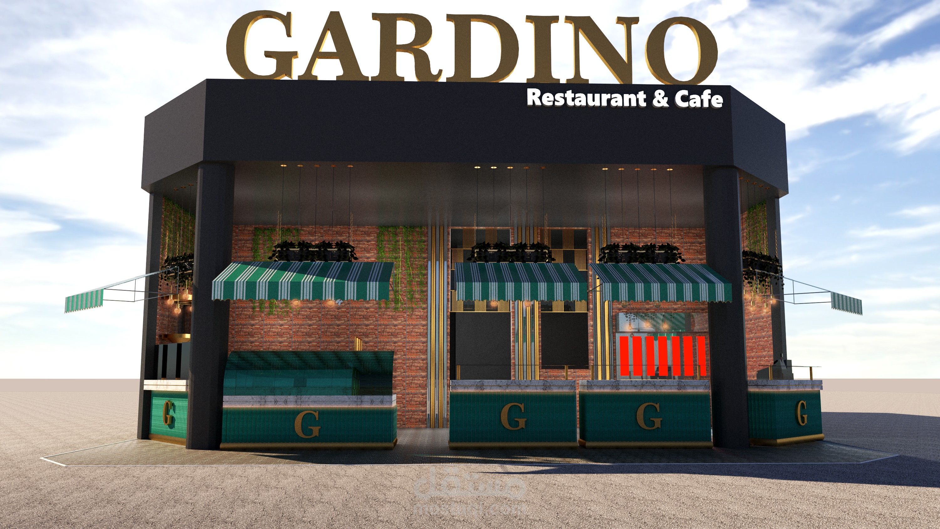 تصميم واجهة مطعم Gardeno