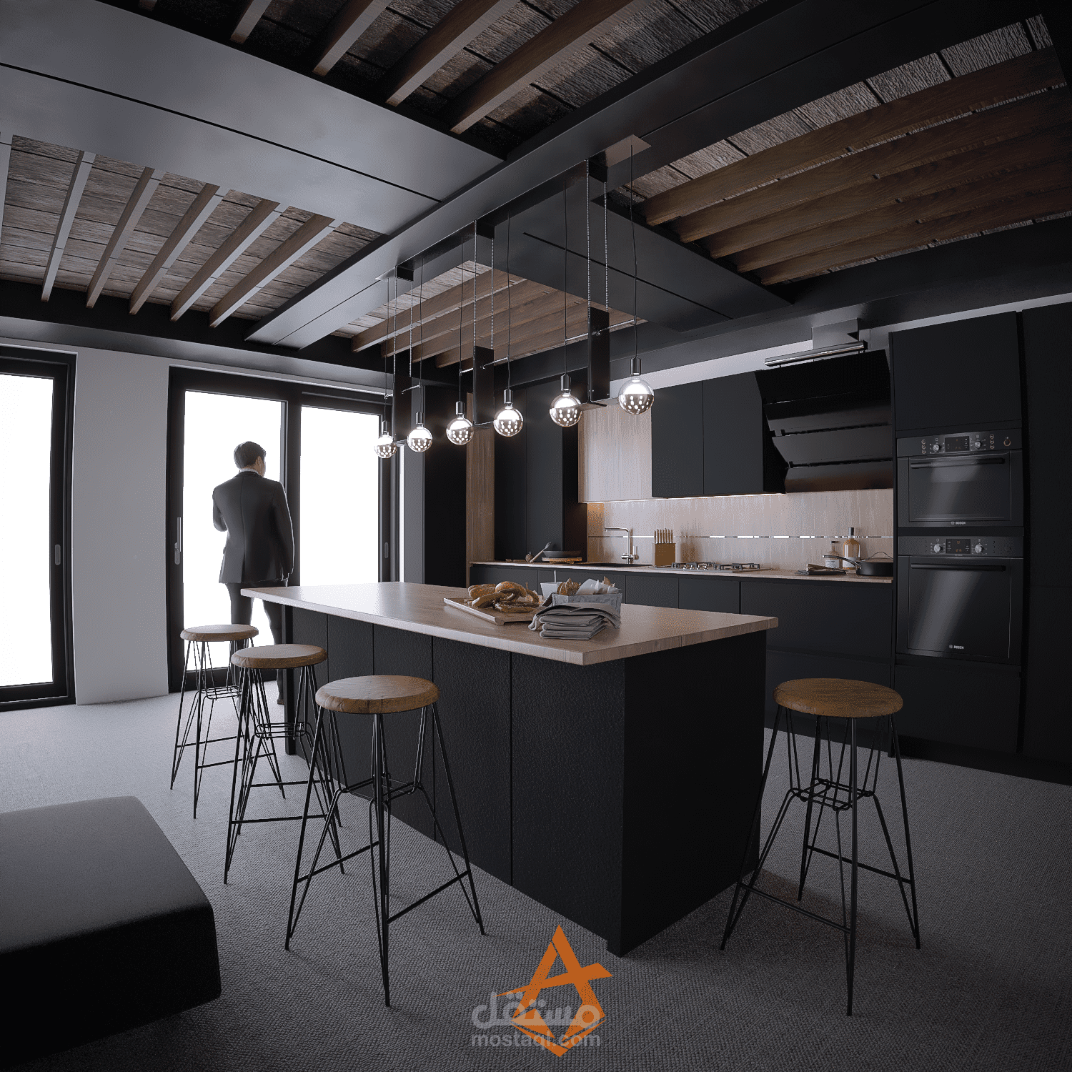 تصميم داخلي : مطبخ مع ركن جلوس