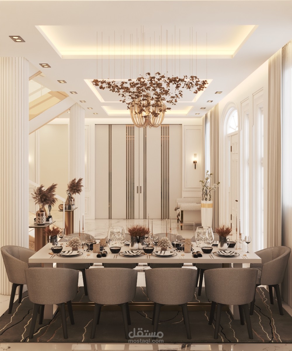 تصميم داخلي : مدخل فيلا نمط نيو كلاسيك