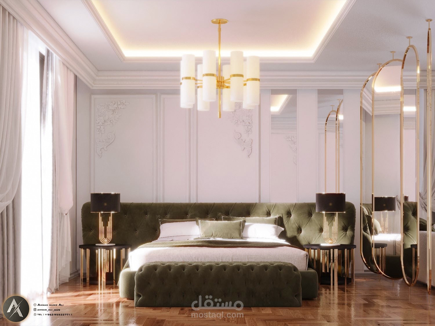 تصميم داخلي : غرفة نوم نمط نيو كلاسيك