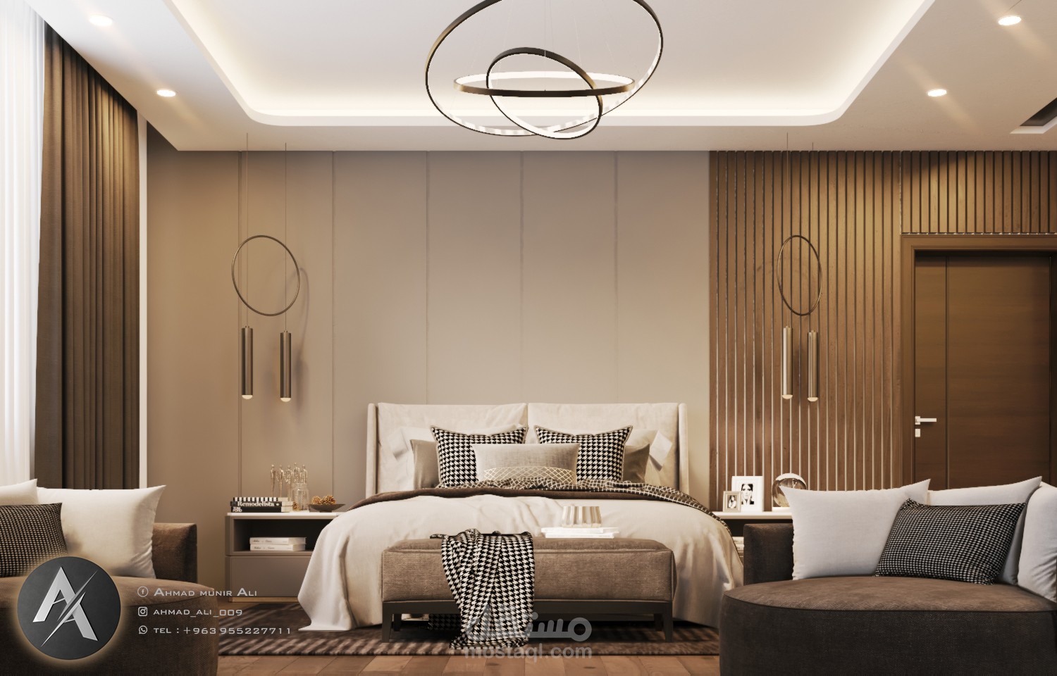 تصميم داخلي : غرفة نوم بنمط عصري