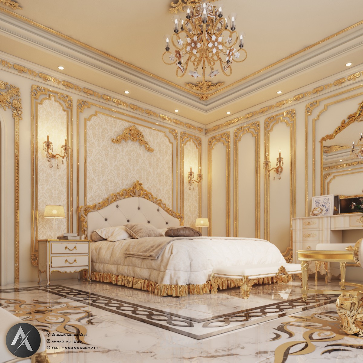 تصميم داخلي : غرفة نوم مزدوجة بنمط كلاسيكي