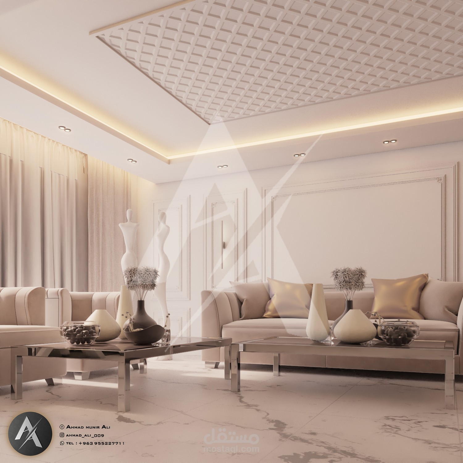 تصميم داخلي : مجلس نساء مع قسم استقبال