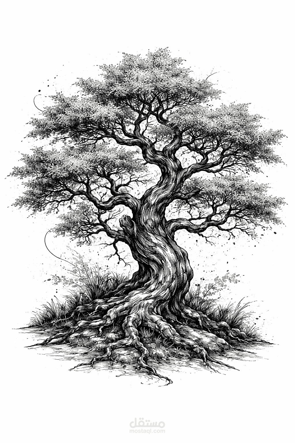 tree with with inkwork style
