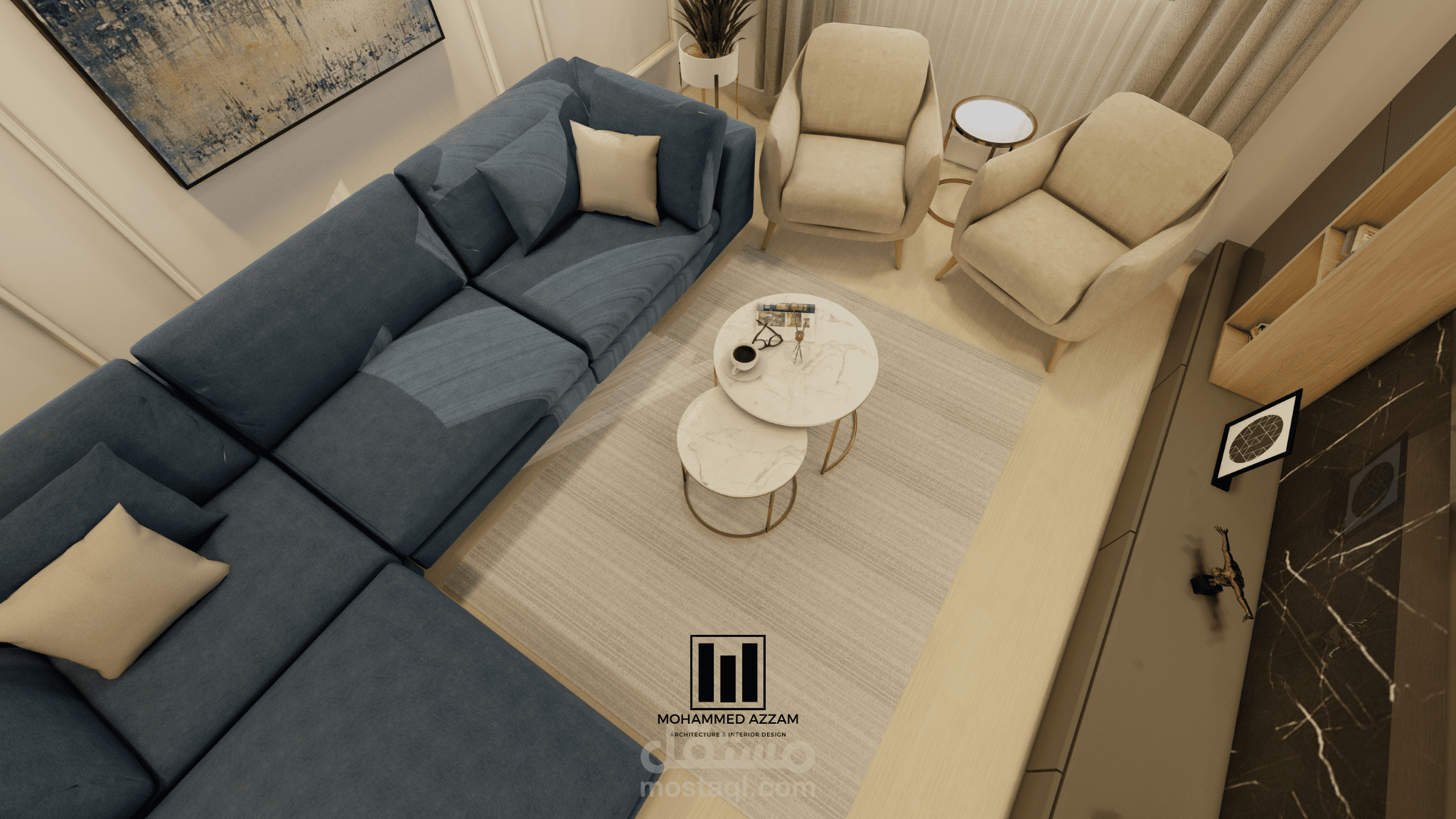 تصميم صالة معيشة (نيو كلاسيك)