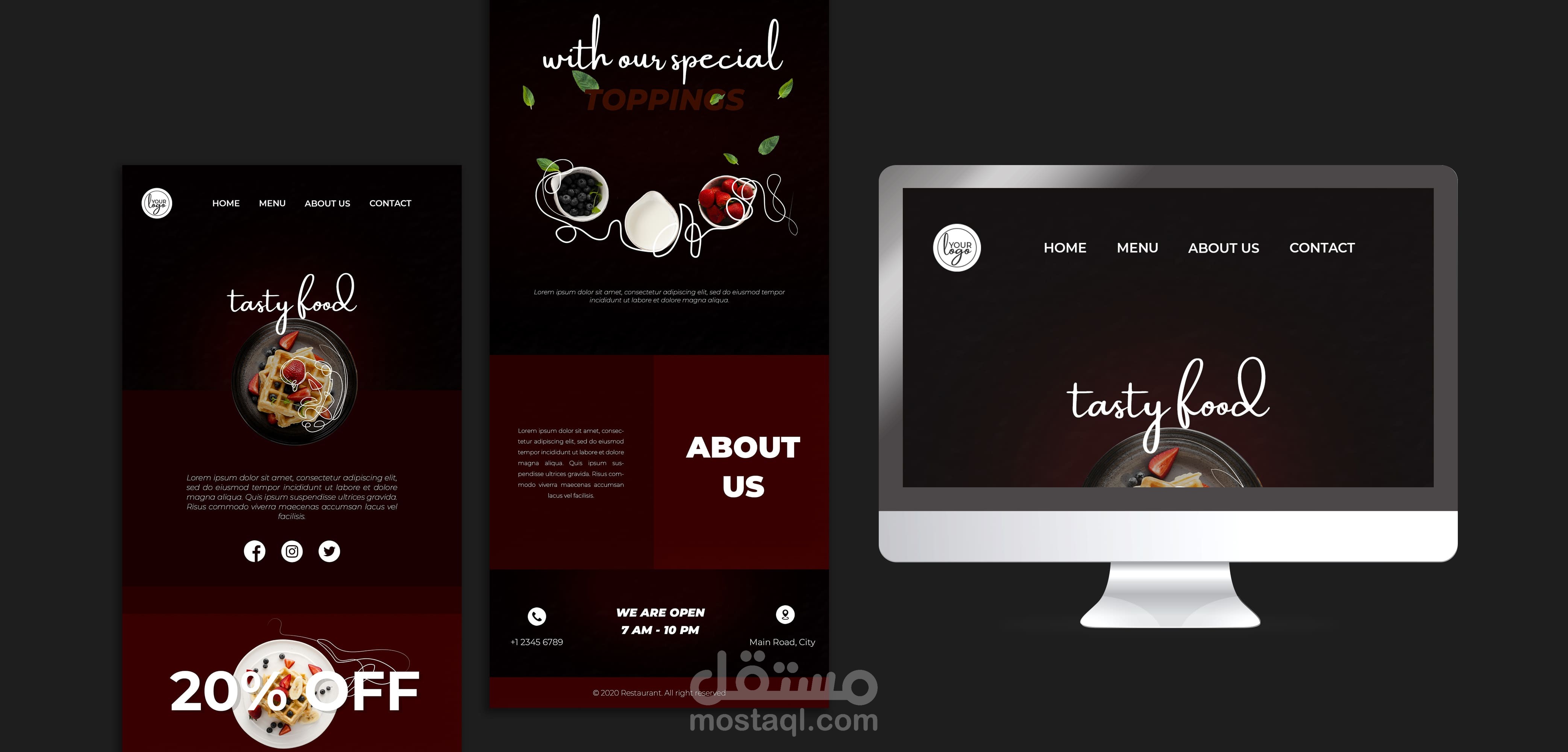 restaurant design landing pag