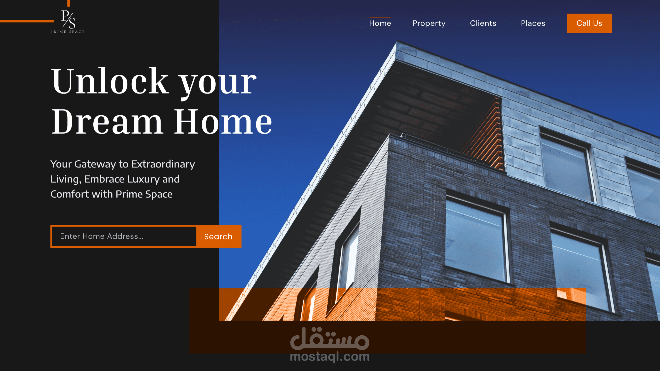صفحة هبوط لشركة عقارات Prime Space