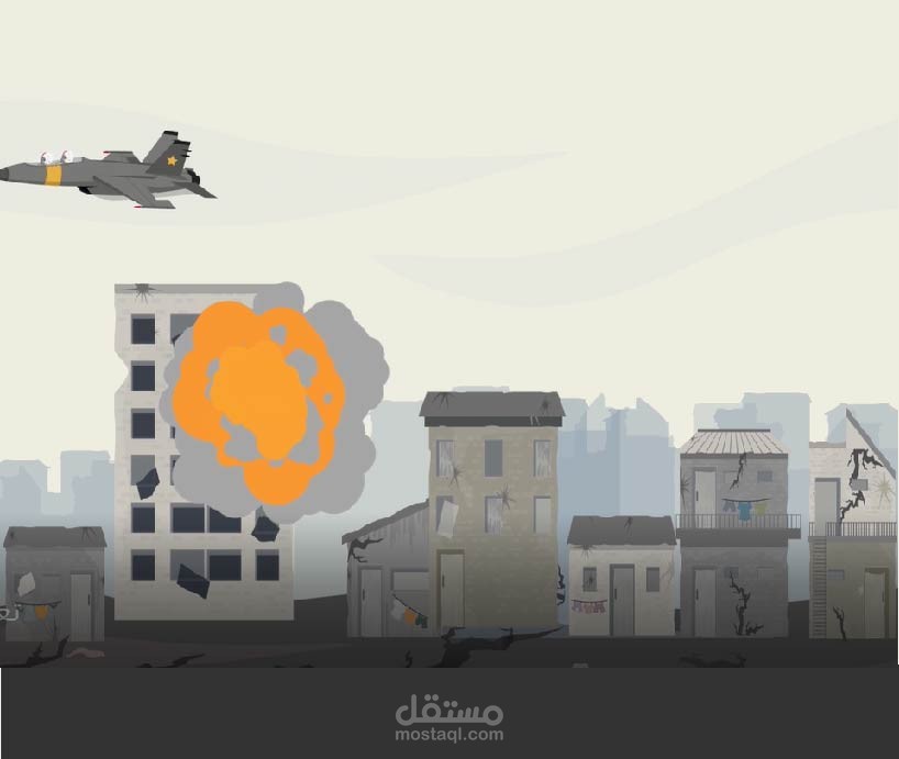 موشن جرافيك يتناول مجموعة من الارشادات للحماية في ظروف الحرب