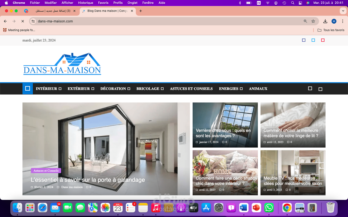 - Rédaction d'articles de blog pour le site web "Dans ma maison" - style créatif