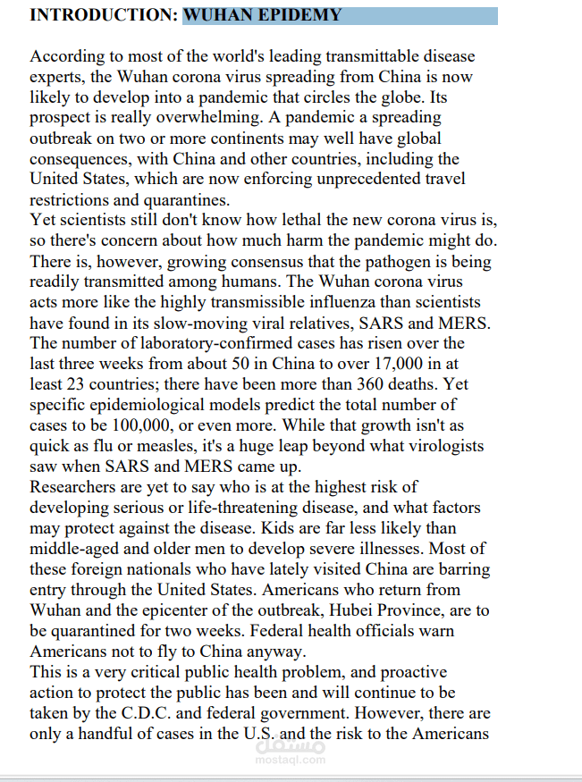 WUHAN EPIDEMY