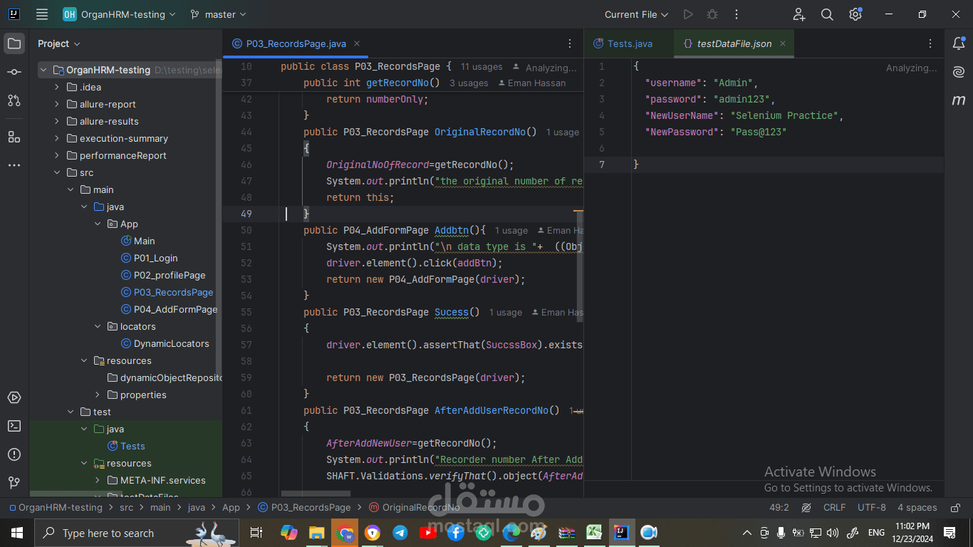 Automation Testing with Selenium, Java for HR system