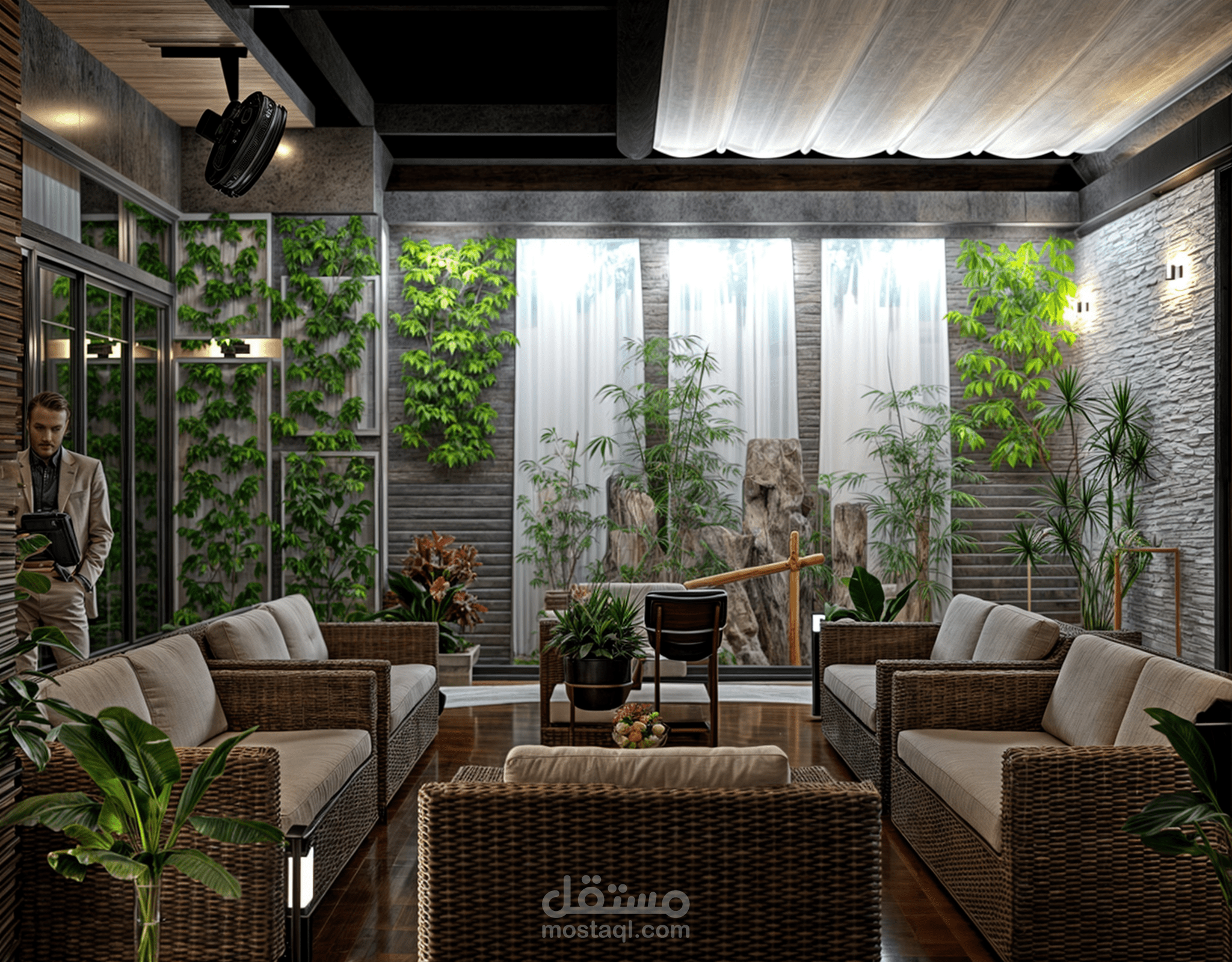 تصميم رووف لاند سكيب بالشلال بالرياض