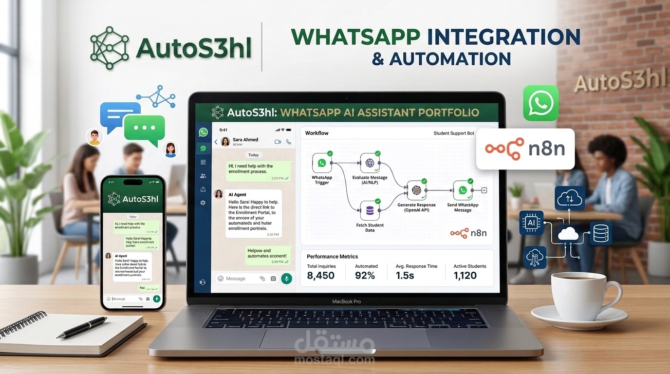تصميم وتطوير AI Agent ذكي لأتمتة الردود على WhatsAPP لأكاديمية تعليمية